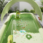 Inflatable Swimming Pool 210×140×56cm with Canopy & Dinosaur Spray – Kids Outdoor Water Play Set for Backyard, Garden, Summer Fun (Green)