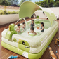 Inflatable Swimming Pool 210×140×56cm with Canopy & Dinosaur Spray – Kids Outdoor Water Play Set for Backyard, Garden, Summer Fun (Green)