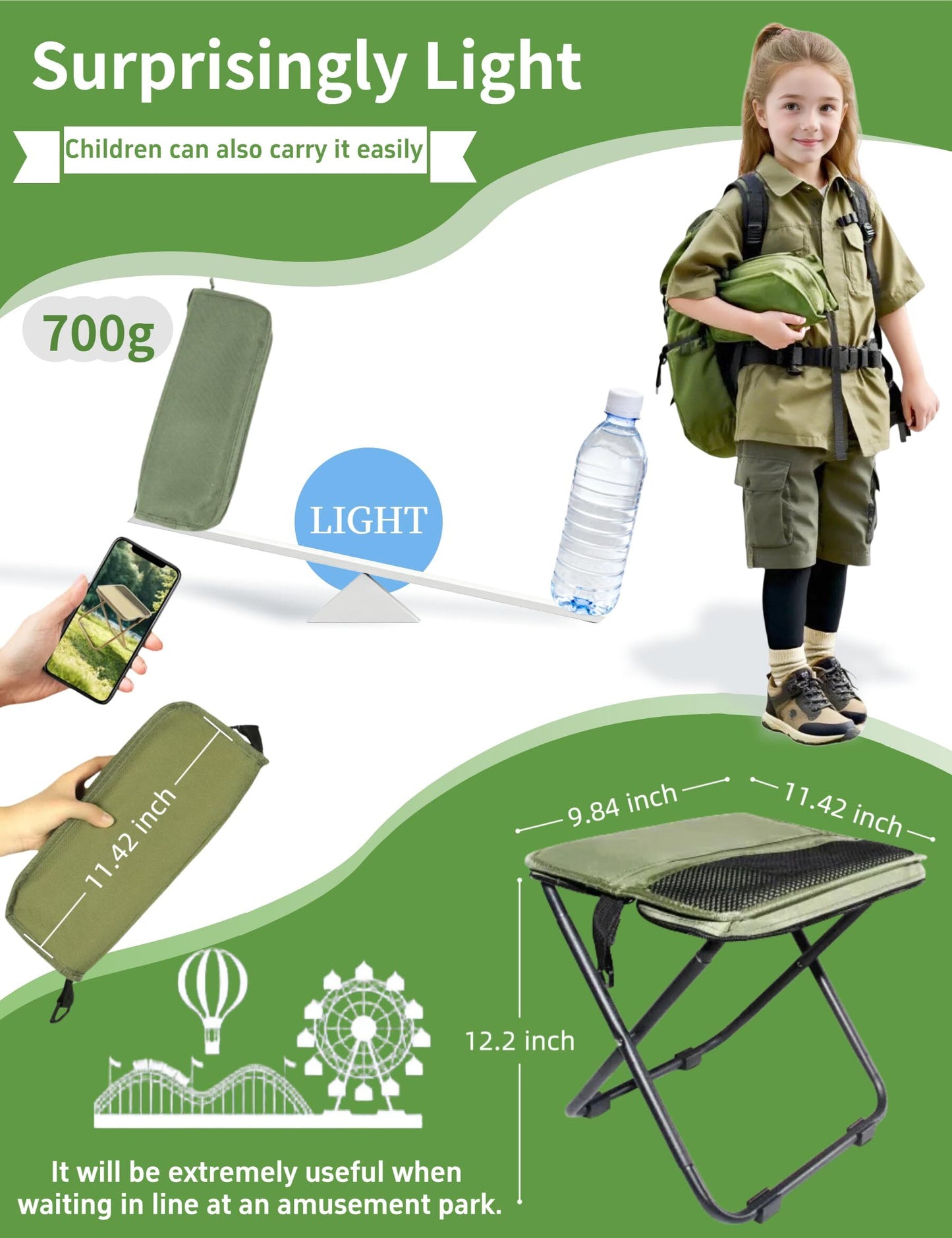 Khaki Portable Folding Chair – Compact Outdoor Stool for Camping, Fishing & Hiking | Lightweight Collapsible Seat with Carry Bag | Durable Steel Frame | Other Colours Available In-Store