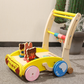 Wooden Baby Walker with Hammer-Action Xylophone – Push-Activated Musical Learning Toy for 6–18 Months (Yellow)