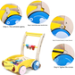 Wooden Baby Walker with Hammer-Action Xylophone – Push-Activated Musical Learning Toy for 6–18 Months (Yellow)