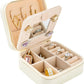 White Travel Jewelry Box with Mirror: Compact, Organised Storage for Rings, Necklaces & Earrings, Ideal for Aussies