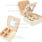 White Travel Jewelry Box with Mirror: Compact, Organised Storage for Rings, Necklaces & Earrings, Ideal for Aussies