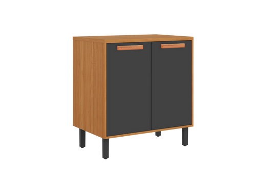 Base Kitchen Wooden Cabinet/Cupboard with 2 Doors in Cinnamon Finish - Napoles Graphite Flat Pack DIY