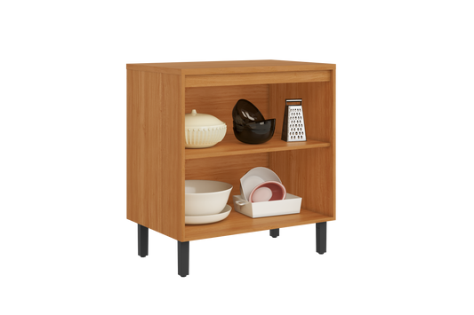 Base Kitchen Wooden Cabinet/Cupboard with 2 Doors in Cinnamon Finish - Napoles White Flat Pack DIY