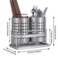 Stainless Steel Double-Tube Cutlery Basket With Storage Rack for Household Kitchen-Silver