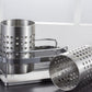 Stainless Steel Double-Tube Cutlery Basket With Storage Rack for Household Kitchen-Silver