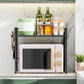 Metal Microwave Shelf Rack, 2-Level Kitchen Storage Organizer with 4 Hooks, Black