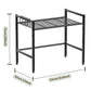 Metal Microwave Shelf Rack, 2-Level Kitchen Storage Organizer with 4 Hooks, Black