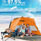 OutdoorMaster Pop Up 3-4 Person Beach Tent X-Large - Easy Setup, Portable Beach Shade Canopy Folding Sun Shelter with UPF 50+ UV Protection Removable Skylight Family Size (Orange)