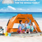OutdoorMaster Pop Up 3-4 Person Beach Tent X-Large - Easy Setup, Portable Beach Shade Canopy Folding Sun Shelter with UPF 50+ UV Protection Removable Skylight Family Size (Orange)