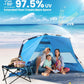 OutdoorMaster Pop Up 3-4 Person Beach Tent X-Large - Easy Setup, Portable Beach Shade Canopy Folding Sun Shelter with UPF 50+ UV Protection Removable Skylight Family Size (Blue)