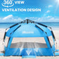OutdoorMaster Pop Up 3-4 Person Beach Tent X-Large - Easy Setup, Portable Beach Shade Canopy Folding Sun Shelter with UPF 50+ UV Protection Removable Skylight Family Size (Blue)