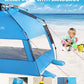 OutdoorMaster Pop Up 3-4 Person Beach Tent X-Large - Easy Setup, Portable Beach Shade Canopy Folding Sun Shelter with UPF 50+ UV Protection Removable Skylight Family Size (Blue)