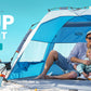OutdoorMaster Pop Up 3-4 Person Beach Tent X-Large - Easy Setup, Portable Beach Shade Canopy Folding Sun Shelter with UPF 50+ UV Protection Removable Skylight Family Size (Blue)