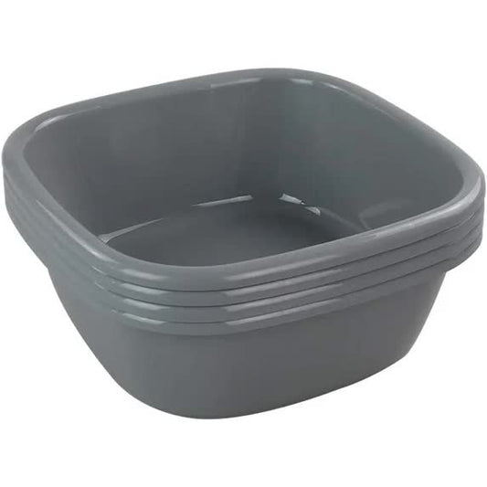 Idotry 4-Pack Baby Small Wash Basin, Gray Plastic Square Dish Pan, 8 Quart
