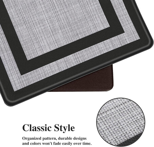 Kitchen Mat [2 PCS] Cushioned Anti-Fatigue Non-Skid Waterproof Rugs Ergonomic Comfort Standing Mat for Kitchen, Floor, Office, Sink, Laundry, Black and Gray