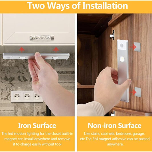 2 pcs Wireless LED Closet Lights, Dimmable Under Cabinet Lights, Motion Sensor, 3 Lighting Modes, Closet Light For