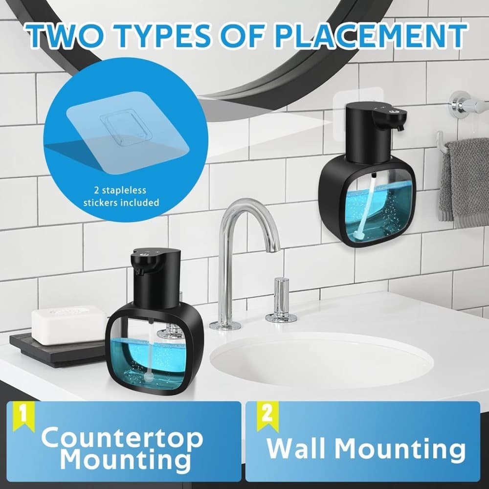 500ml Touchless Automatic Soap Dispenser with USB-C Charging, compatible with Liquid Soap, Black