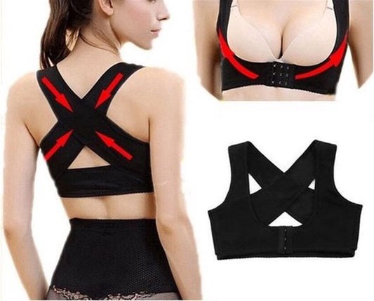 Women's Back Brace | Back Band | Posture Corrector | Elastic Brace | Back Corrector | Posture Correction | For Back Pain | Corrector | Size MI Black