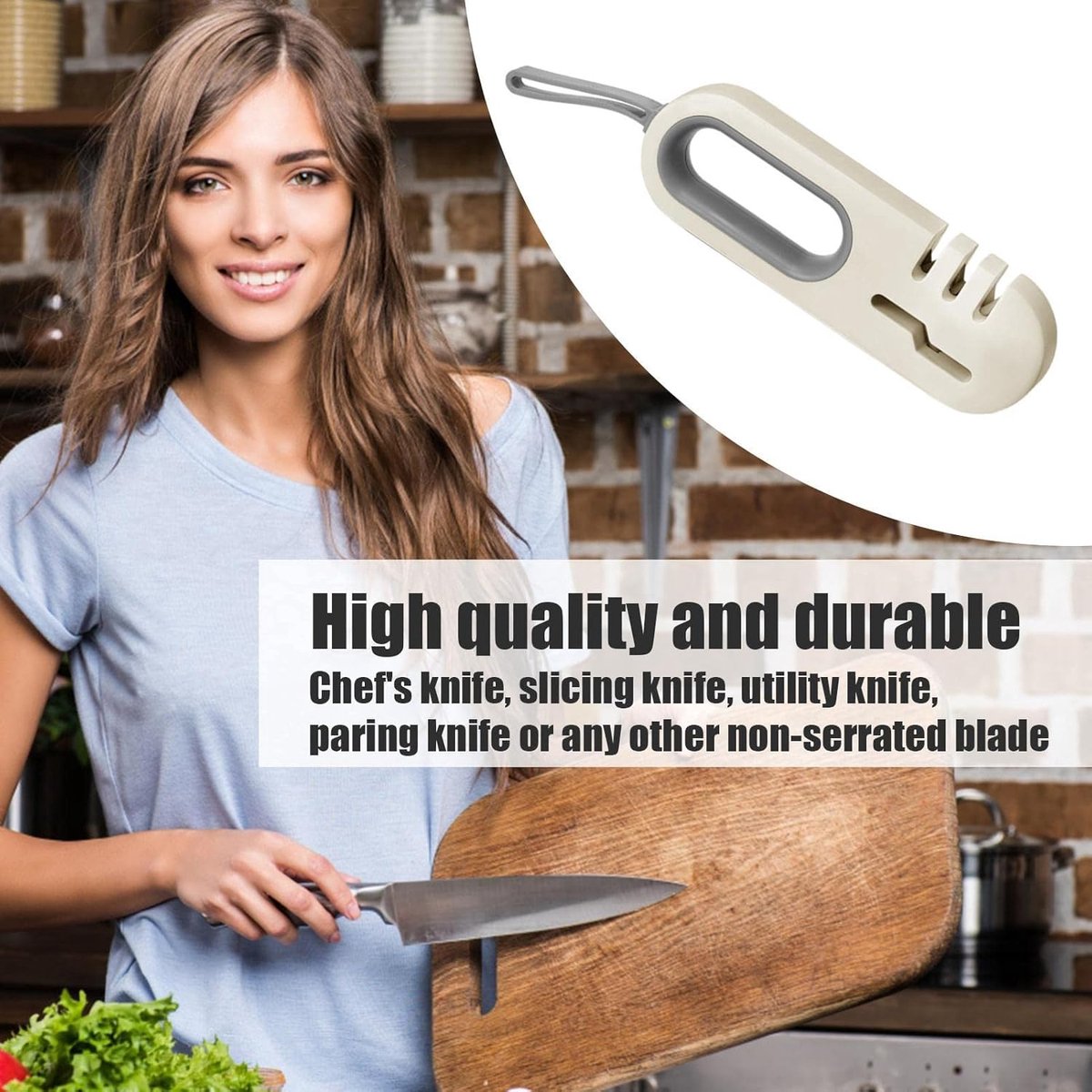 Knife Sharpener - 4-in-1 Knife Sharpener - Sharpening - Whetstone - Anti-Slip Knife Sharpener - Pull-through Sharpener - Honing Steel - Scissor Sharpener - Kitchen Knife Sharpener - Kitchen Sharpening Angles - Suitable for Scissors and Knives - Stainless