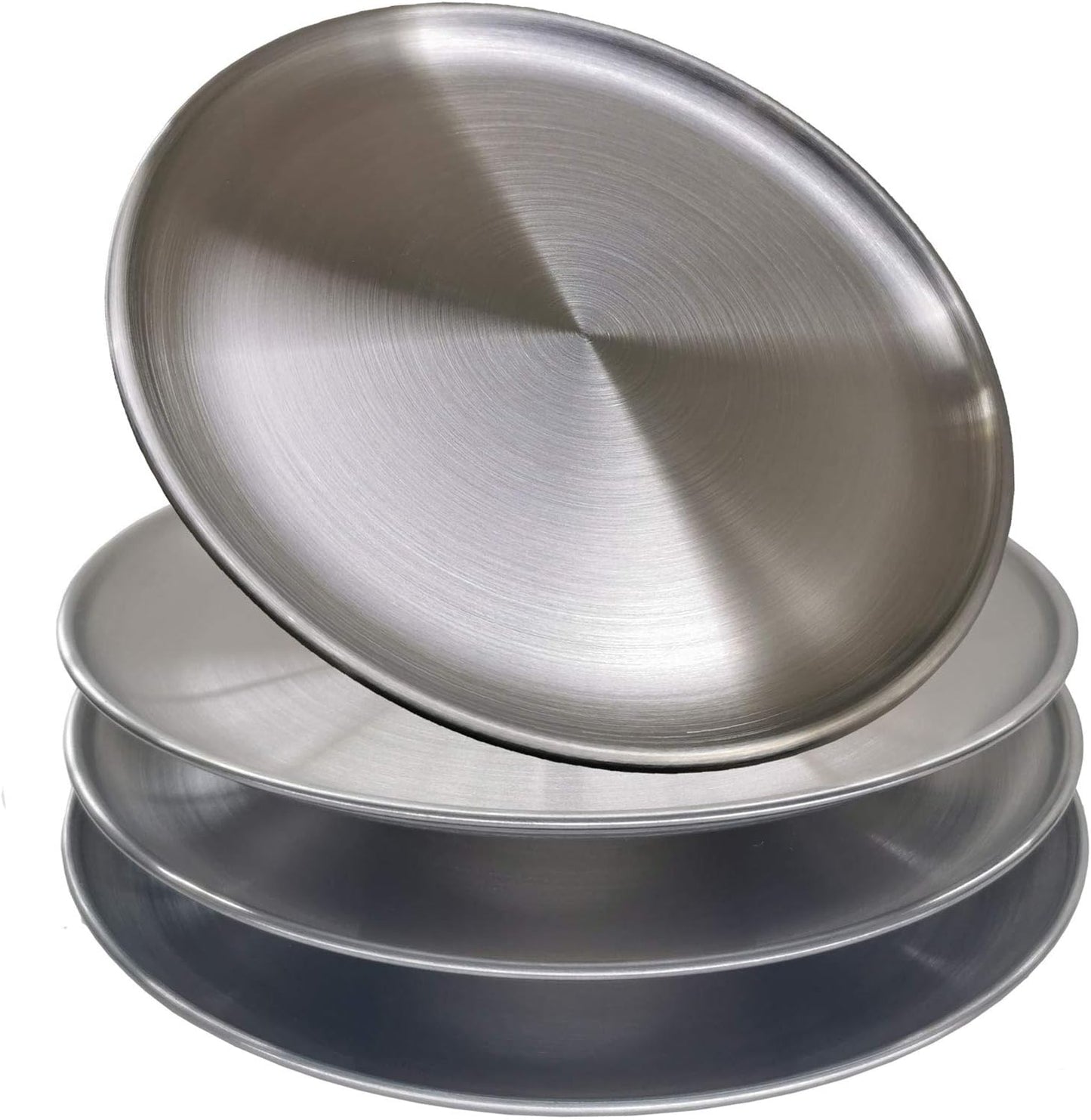 Stainless Steel Dinner Plates, Stainless Steel Plates, 10 inch, Metal Round Dinner Plate for Adults, Eating, Camping, Picnic,Outdoor, Unbreakable Dishwasher Safe(Pack of 4) Silver 10.24 inch