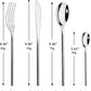 304 Flatware Set Silver Silverware Set Mirror Polished 18/8 Stainless Steel Cutlery Set with Round Handle 24 Piece Wedding Housewarming Gift Service for 6