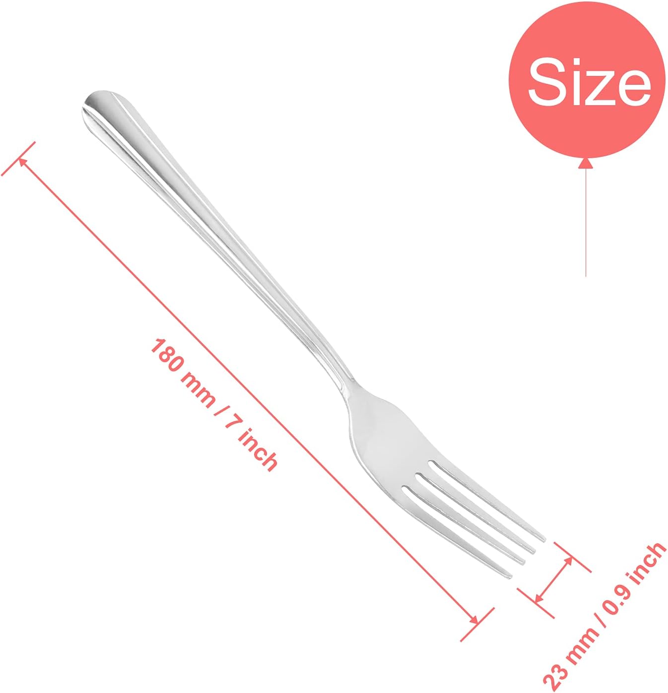Heavy Weight Dinner Fork Set, 18-0 Stainless Steel 12-Piece, 7 Inches Table Forks