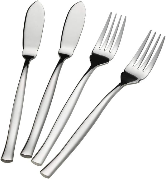 8-Piece Stainless Steel Fish Forks and Knives, Serving Set