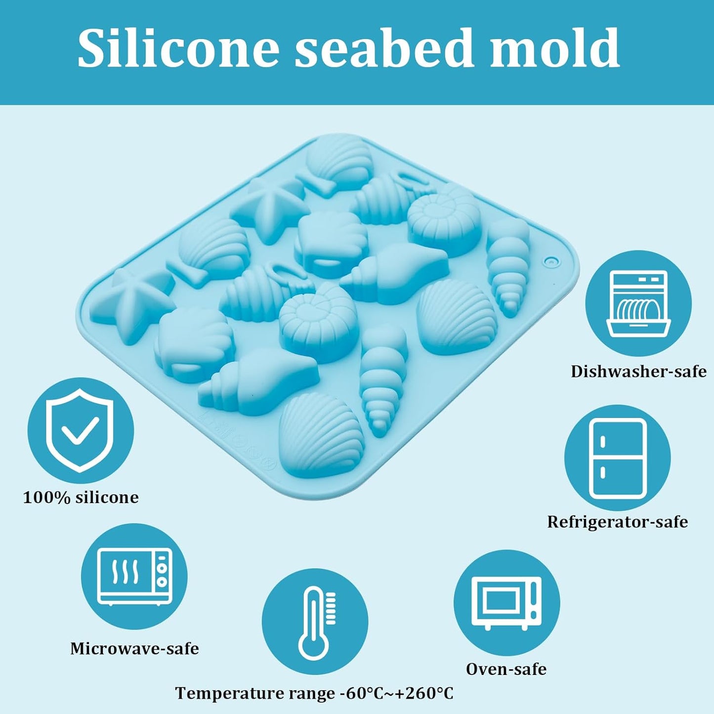 3Pcs Seashell Silicone Molds, Ocean-Themed Baking Molds for Chocolates, Candies, Ice Cubes, Soap, Resin, DIY Crafts and Beach-Themed Decorations