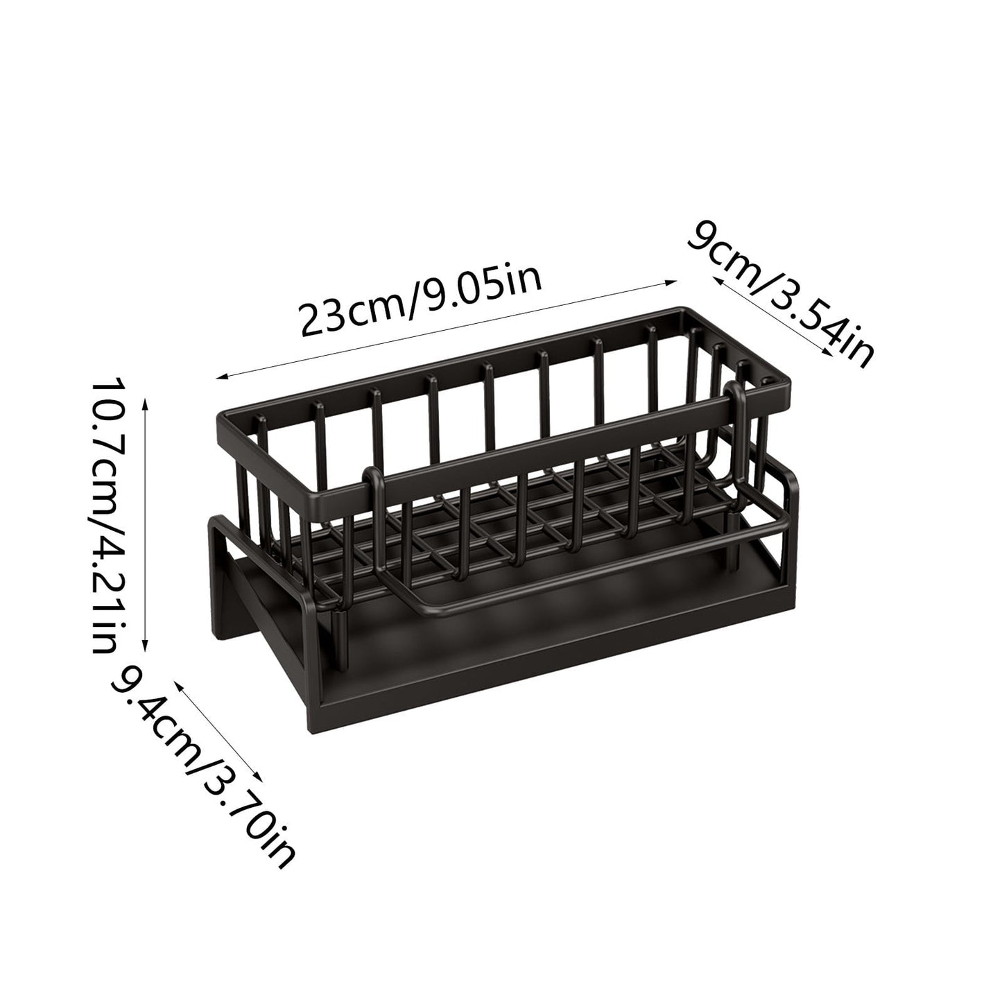 PALIFEUR Sponge Holder for Kitchen Sink, Kitchen Sink Organizer Rustproof 304 Stainless Steel Detachable Dishcloth Rack Sink Caddy, Kitchen Sponge Holder Bathroom Organizer Brush Holder Storage Black