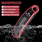 Meat Thermometer Digital for Cooking Food. Waterproof & Instant Read for Kitchen Baking, BBQ. with Foldable Probe, Backlight & Calibration (2 pcs Red)