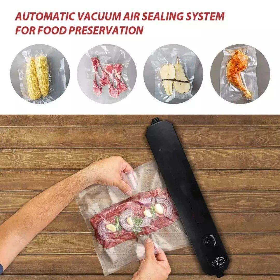 Portable Vacuum Sealer, Automatic Sealer for Food Storage, Easy to Use Compact Food Preservation Sealing Machine for Home & Kitchen，37.3*7*8.5cm，black