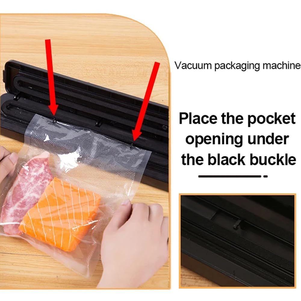 Portable Vacuum Sealer, Automatic Sealer for Food Storage, Easy to Use Compact Food Preservation Sealing Machine for Home & Kitchen，37.3*7*8.5cm，black