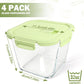 Glass Soup Containers with lids 4 Cup, 32 oz Glass Storage Containers, Tall Borosilicate Glass Food Storage Containers for Lunch, Ice Cream, Travel and Deli, Soup Freezer Safe Containers with Lids