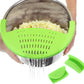 Salbree Silicone Snap Strainer fits the 6qt Instant Pot and Snaps to the 6 quart Instapot Pressure Cooker Inner Pan Small Mitts Set Included, for Straining Vegetable and Ground Beef Grease (green)