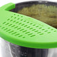 Salbree Silicone Snap Strainer fits the 6qt Instant Pot and Snaps to the 6 quart Instapot Pressure Cooker Inner Pan Small Mitts Set Included, for Straining Vegetable and Ground Beef Grease (green)
