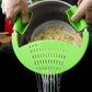 Salbree Silicone Snap Strainer fits the 6qt Instant Pot and Snaps to the 6 quart Instapot Pressure Cooker Inner Pan Small Mitts Set Included, for Straining Vegetable and Ground Beef Grease (green)