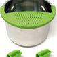Salbree Silicone Snap Strainer fits the 6qt Instant Pot and Snaps to the 6 quart Instapot Pressure Cooker Inner Pan Small Mitts Set Included, for Straining Vegetable and Ground Beef Grease (green)