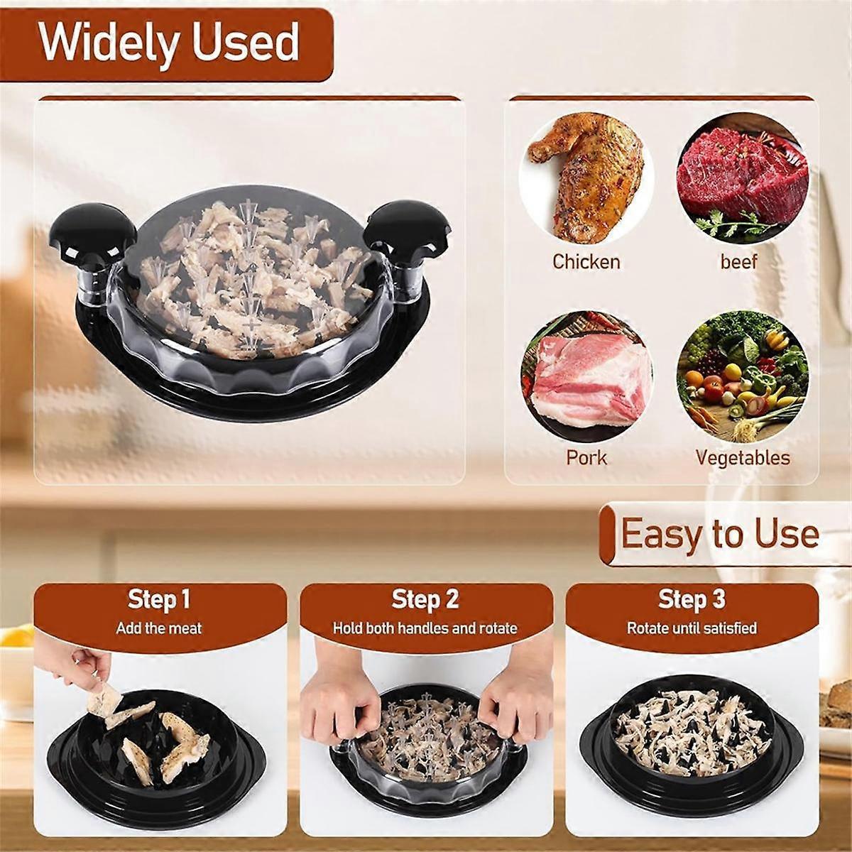 Chicken Shredder Tool - Non-Slip Base & Handles for Easy Shredding