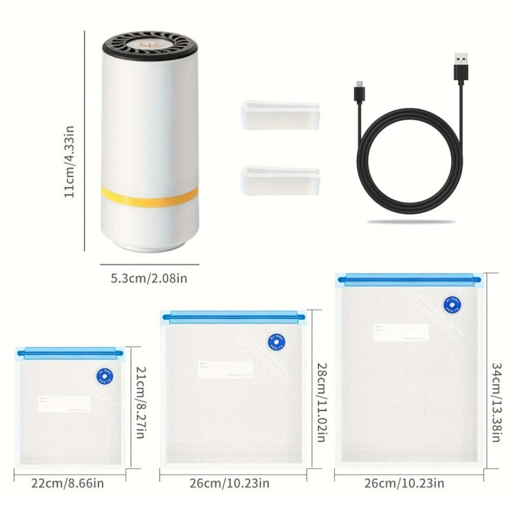 Compact Vacuum Sealer for Food USB Rechargeable Portable Sealer with Bags