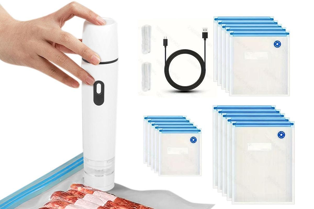 Compact Vacuum Sealer for Food USB Rechargeable Portable Sealer with Bags