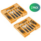 2 Pack Large Capacity Bamboo Expandable Drawer Organizer with Knife Block Holder for Home Kitchen Utensils
