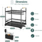 CARLA HOME 2-Tier Large Dish Drying Rack with Drainboard, Utensil Holder, Glass Hooks & Cutlery Storage (Black)