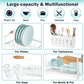 CARLA HOME 2-Tier Large Dish Drying Rack with Drainboard, Utensil Holder, Glass Hooks & Cutlery Storage (White)