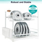 CARLA HOME 2-Tier Large Dish Drying Rack with Drainboard, Utensil Holder, Glass Hooks & Cutlery Storage (White)