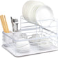 CARLA HOME 2-Tier Dish Drying Rack for Kitchen Counter with Removable Drip Tray, Utensil Holder and Cutlery Organizer