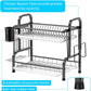 Stainless Steel 2-Tier Dish Drying Rack with Utensil Holder, Cutting Board Holder and Dish Drainer for Kitchen Counter (Black)