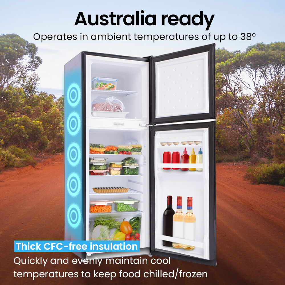 GECKO 142L Upright Portable Fridge / Freezer, 12V/24V for Motorhome and Caravan, Black