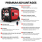 GENPOWER 6.2kW Peak 6.0kW Inverter Generator, Push Button & Remote Start, 15L Tank, Portable w/ Wheels, Camping, Backup